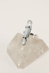 Sterling Silver Aqua Aura Quartz Ring: Hammered Band, Size 5