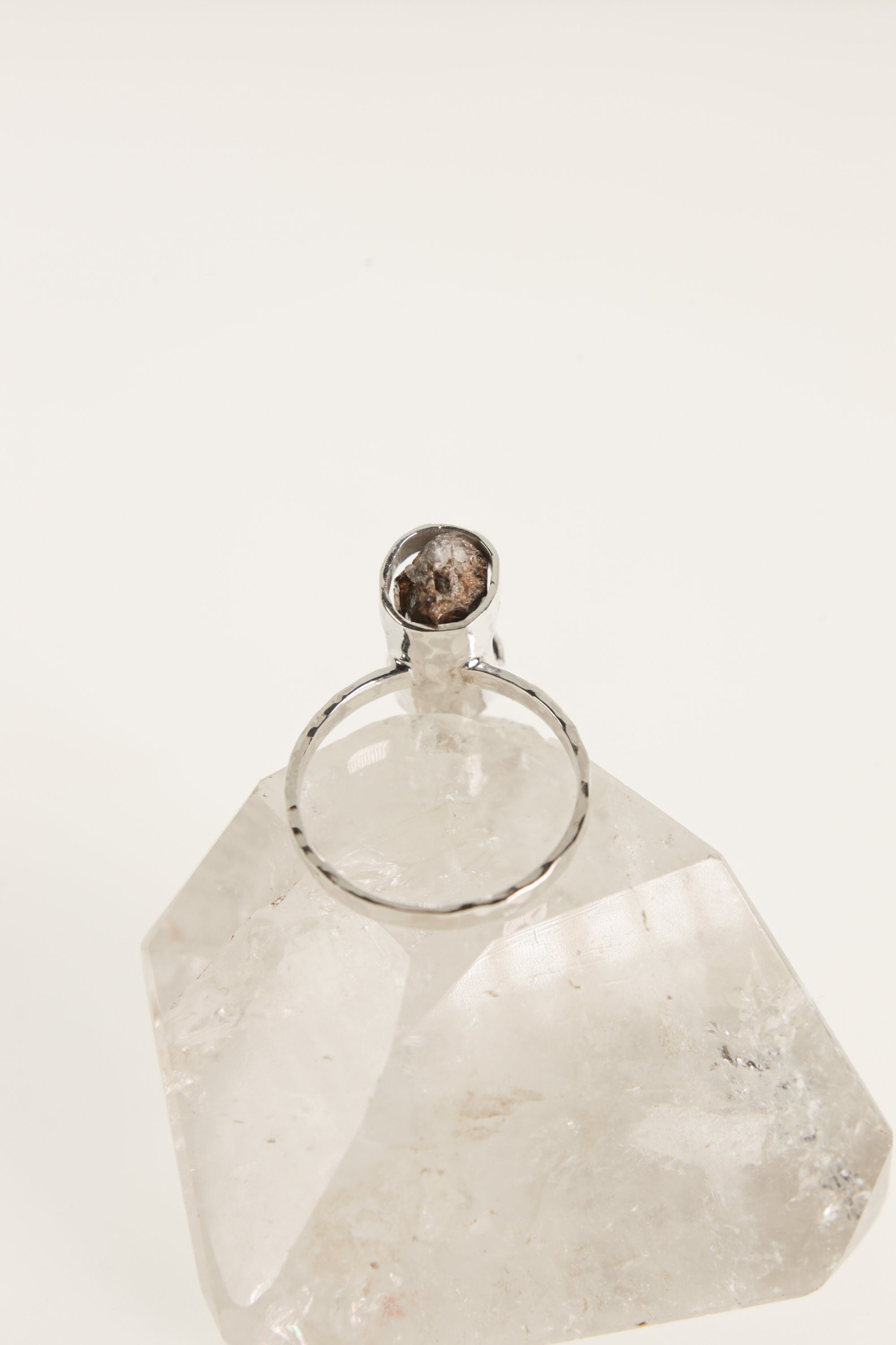 Gemmy Dravite Tourmaline Ring: Hammered Sterling Silver, Size 9