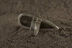 A Sturdy Embrace of Mystical Reflections: Adjustable Sterling Silver Ring with Teardrop Labradorite - Unisex - Size 5-10 US