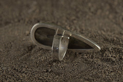 A Sturdy Embrace of Mystical Reflections: Adjustable Sterling Silver Ring with Teardrop Labradorite - Unisex - Size 5-10 US