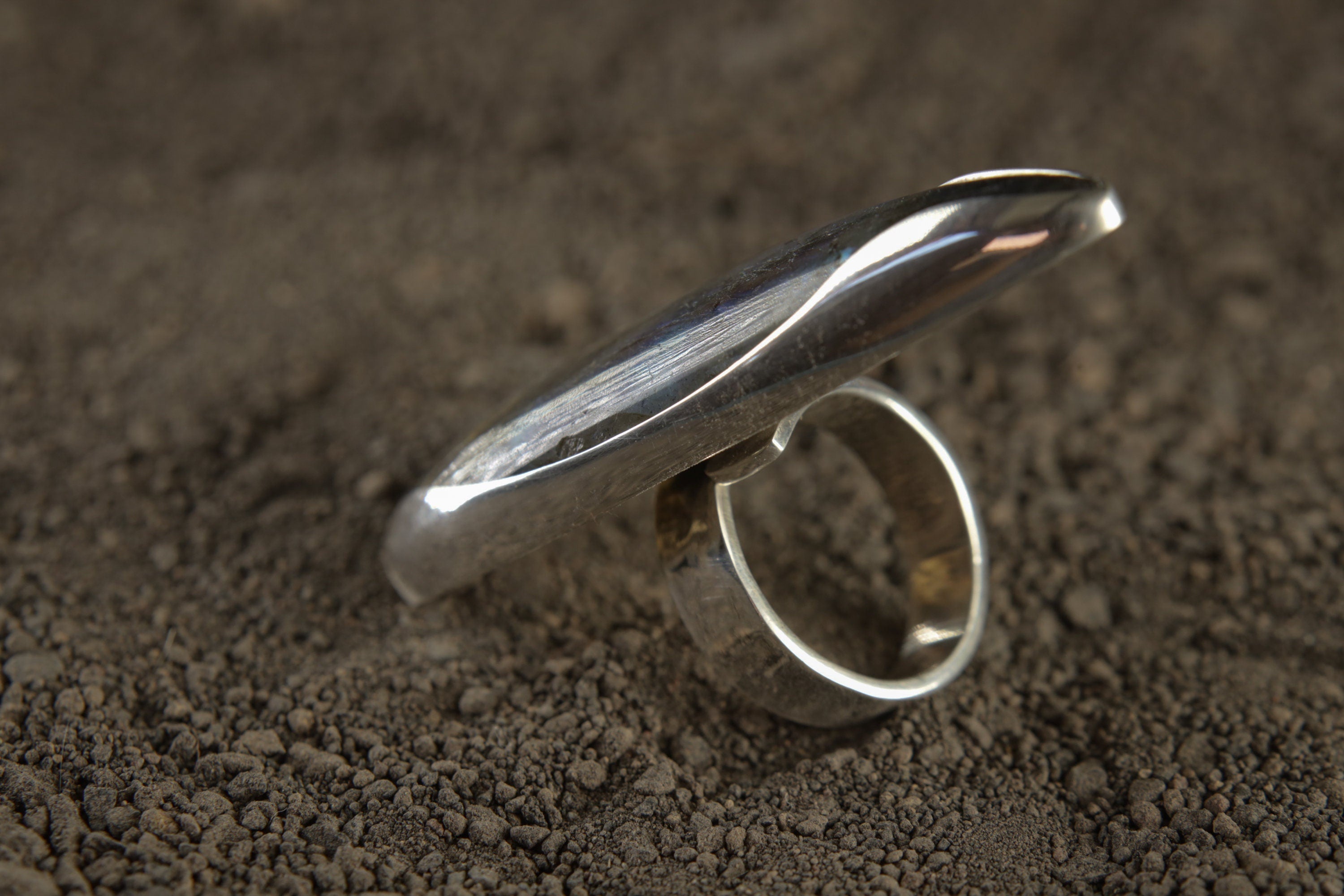 Teardrop Labradorite Ring 925 Sterling Silver Adjustable Waved Bezel Third Eye Chakra Aurora Flash Gift