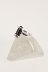 Midnight Shard Terminated Black Tourmaline Ring-Hammered & Shiny Finish - Sterling Silver Ring - Size 7 3/4 US