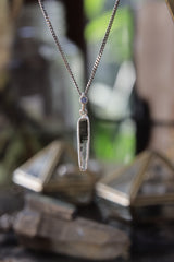 Luminous Peak: Sterling Silver Pendant with Himalayan Laser Quartz and Opal - High Shine & Sand Textured - NO/02