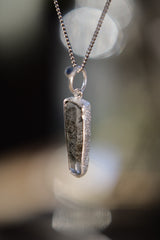 Sterling Silver Pendant with Himalayan Chlorite Quartz and Opal - High Shine & Sand Textured - NO/05