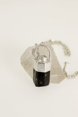 Sterling Silver Tourmaline Diamond Pendant: Sand Texture Finish