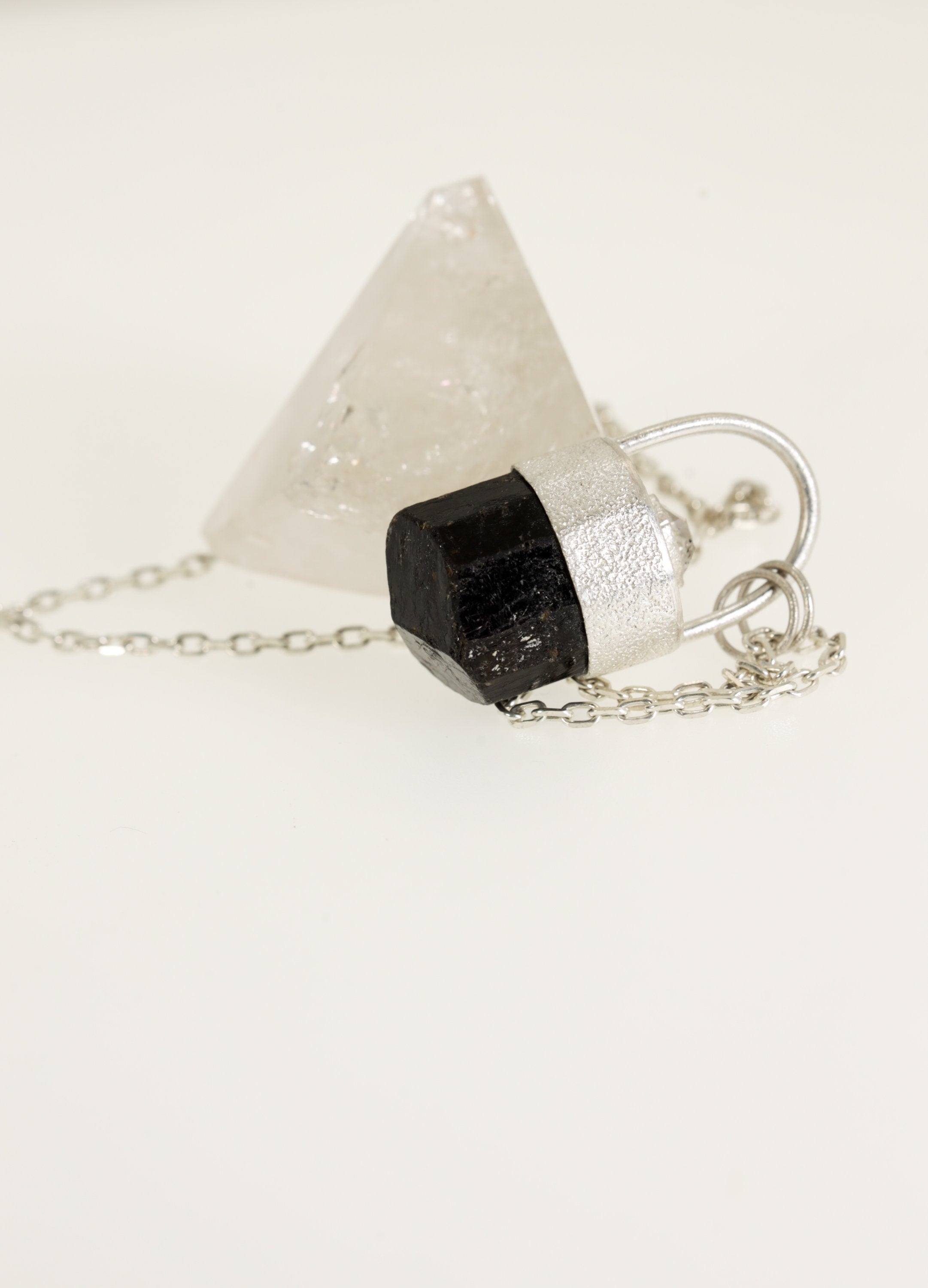 Sterling Silver Brown Dravite Tourmaline Pendant with Herkimer Diamond