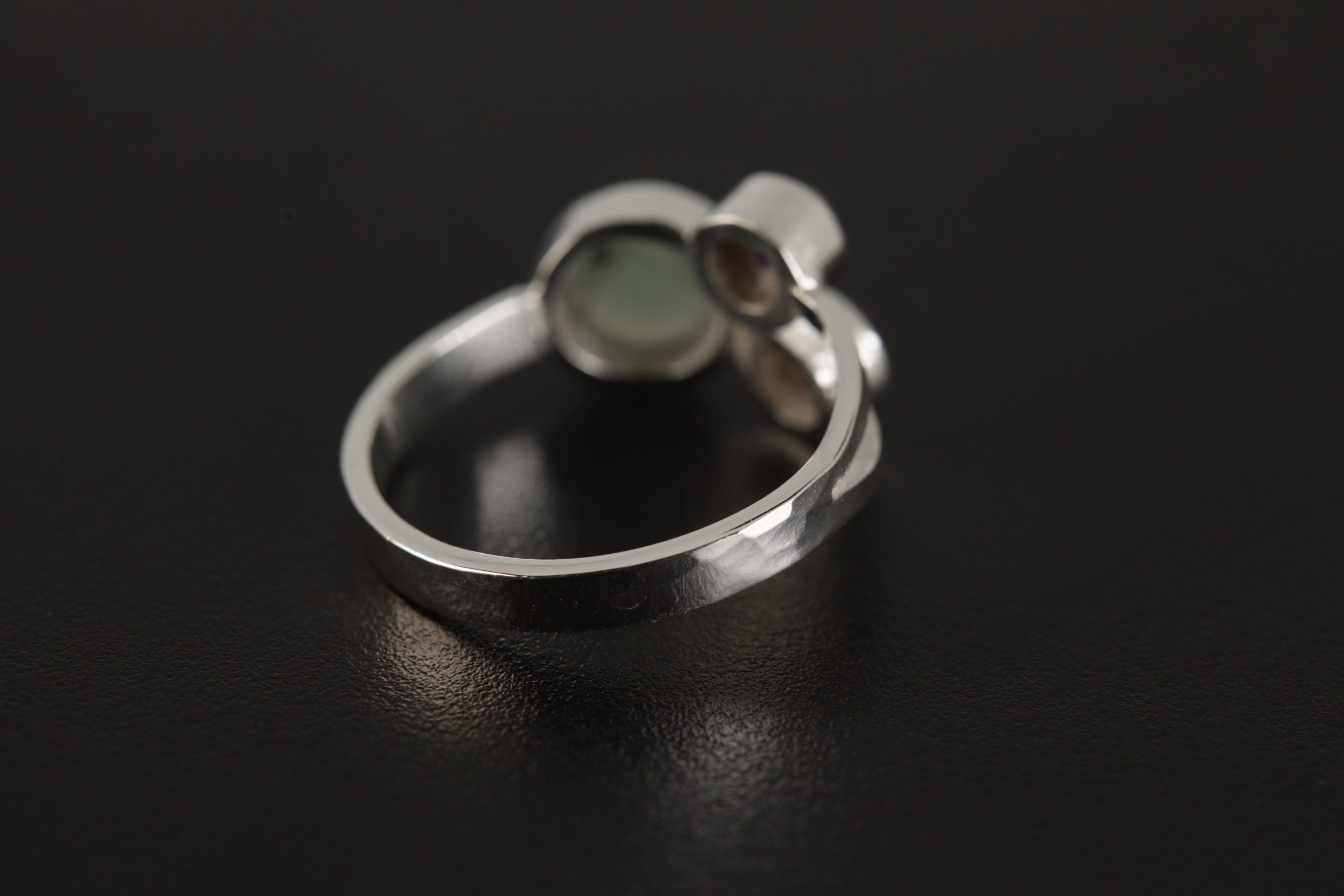 Amethyst Aquamarine Ring 925 Sterling Silver Adjustable Triple Stone Band Throat Third Eye Crown Chakra Gift