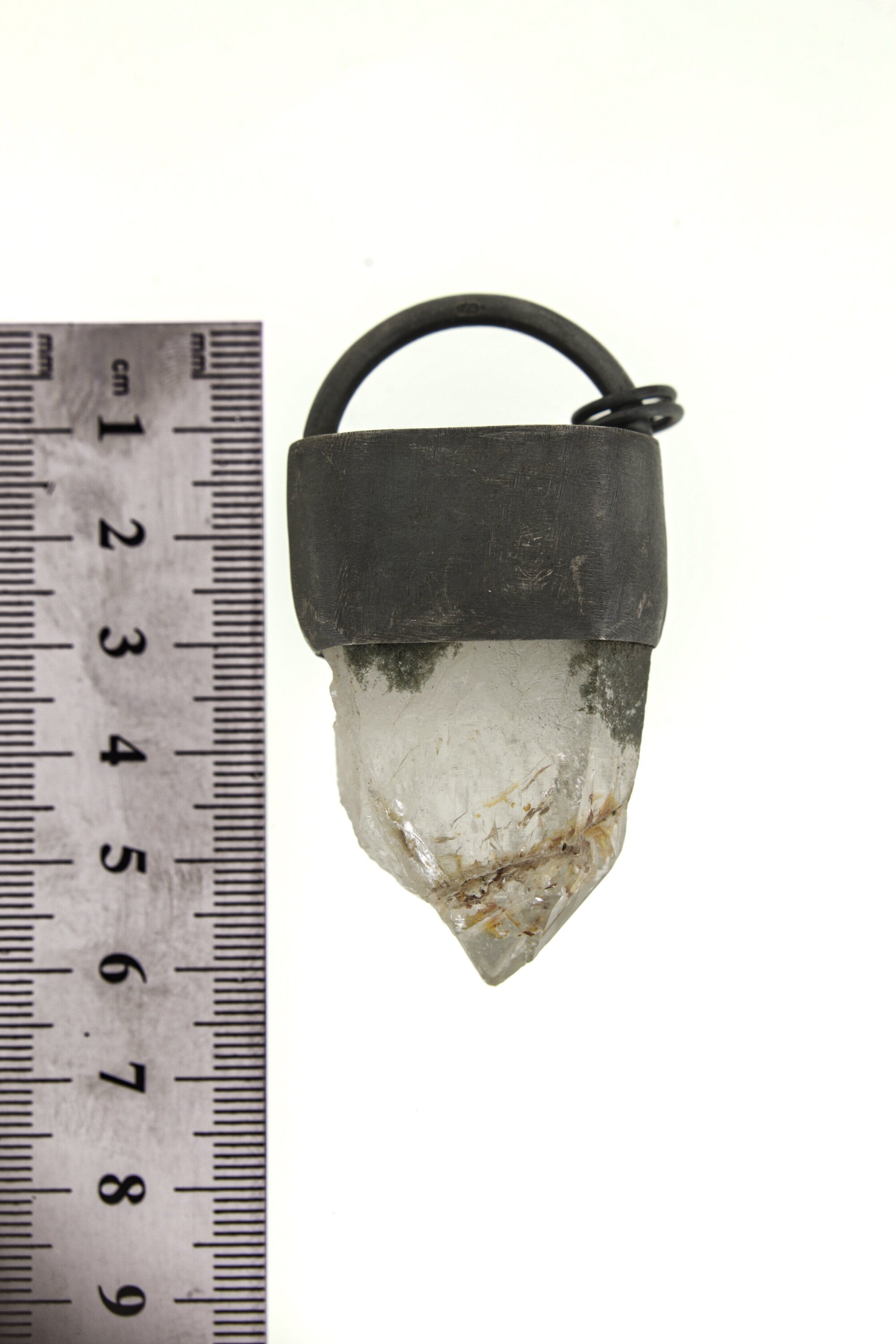 Clear Quartz Pendant with Oxidized Finish and Brush Textured Sterling Silver, Elegant Crystal Necklace Perfect for Layering or Solo Wear
