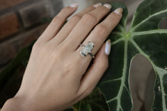 Raw Australian Aquamarine Ring: Hammered Sterling Silver, Size 6.5