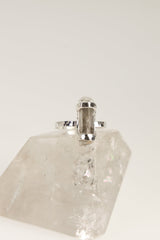 Raw Aquamarine Sterling Silver Ring - Hammered Band, Size 5 1/2