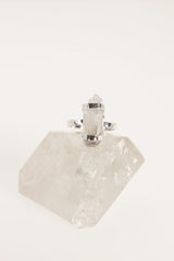 Light Coloured Vera Cruz Double-Terminated Quartz - Hammer Textured & Shiny Polish - Sterling Silver Ring - Size 8 3/4 US