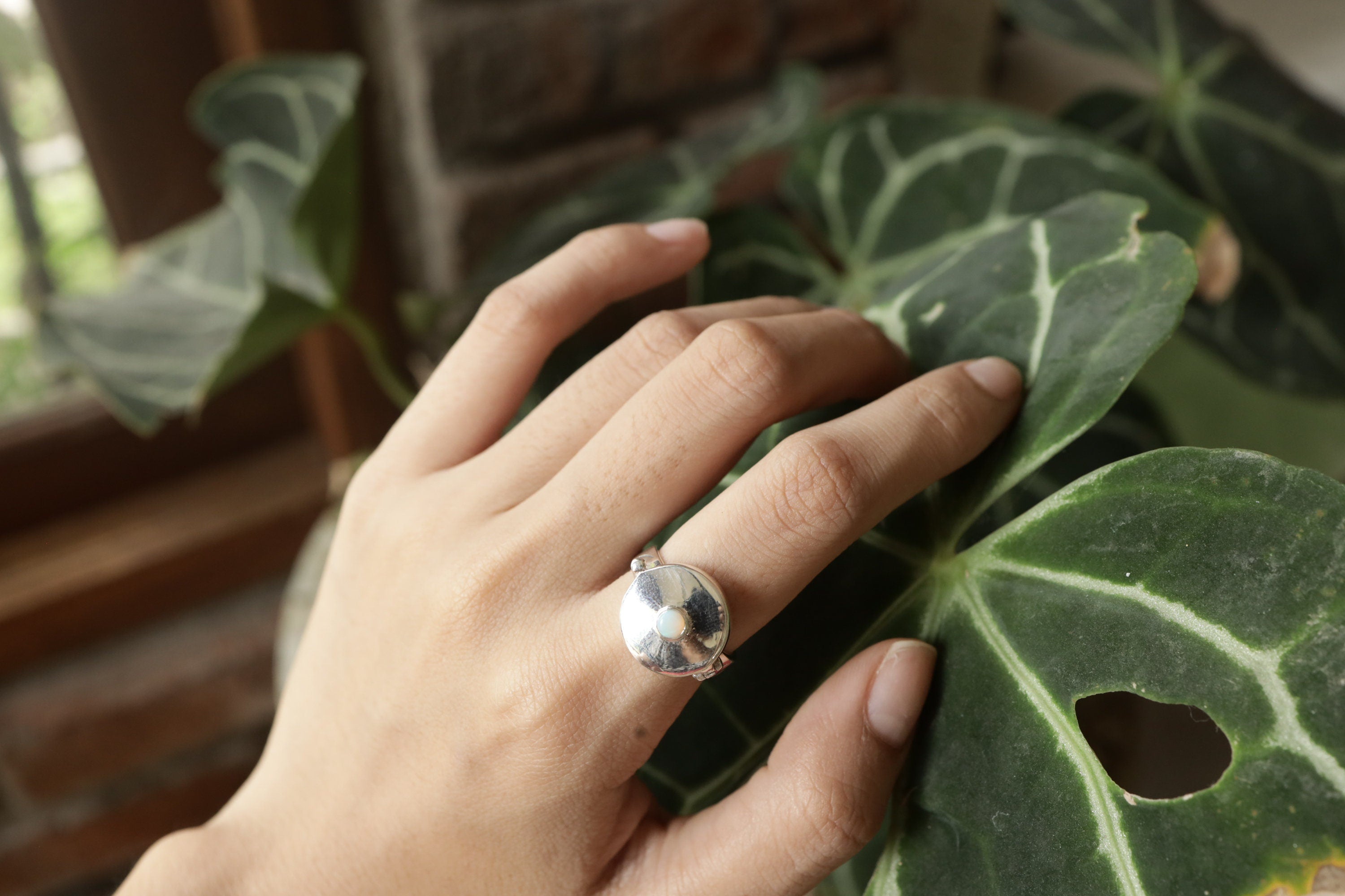 Sterling Silver Capsule Ring: Australian Opal Stash Box