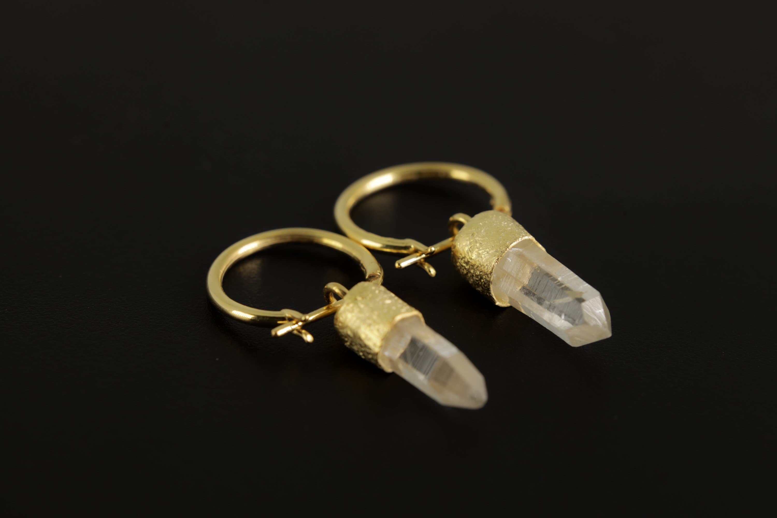 Lemurian Quartz Earrings 16k Gold Plated 925 Sterling Silver Convertible Pendant Crown Chakra Jewelry Gift
