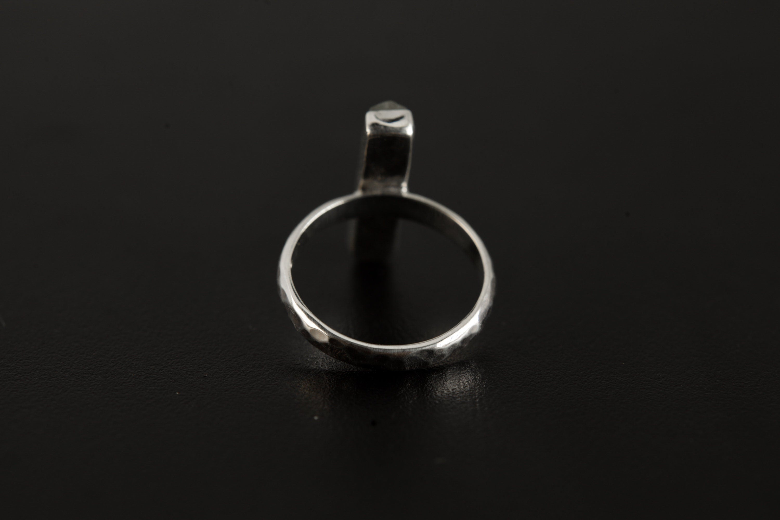 Small Sized Raw Aquamarine Crystal Ring, Sterling Silver, Hammer Textured & Shiny Half Round Band, Size 5 US, Throat Chakra, Pisces/Aquarius