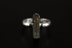 Aqua Essence: Long Square Aquamarine - Sterling Silver Ring - Hammer Textured & Shiny Finish - Size 5 US - NO/11