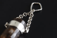Earthen Bullet Brown Tourmaline - Sterling Silver Crystal Pendant - Hammered Textured & High Polish Finish