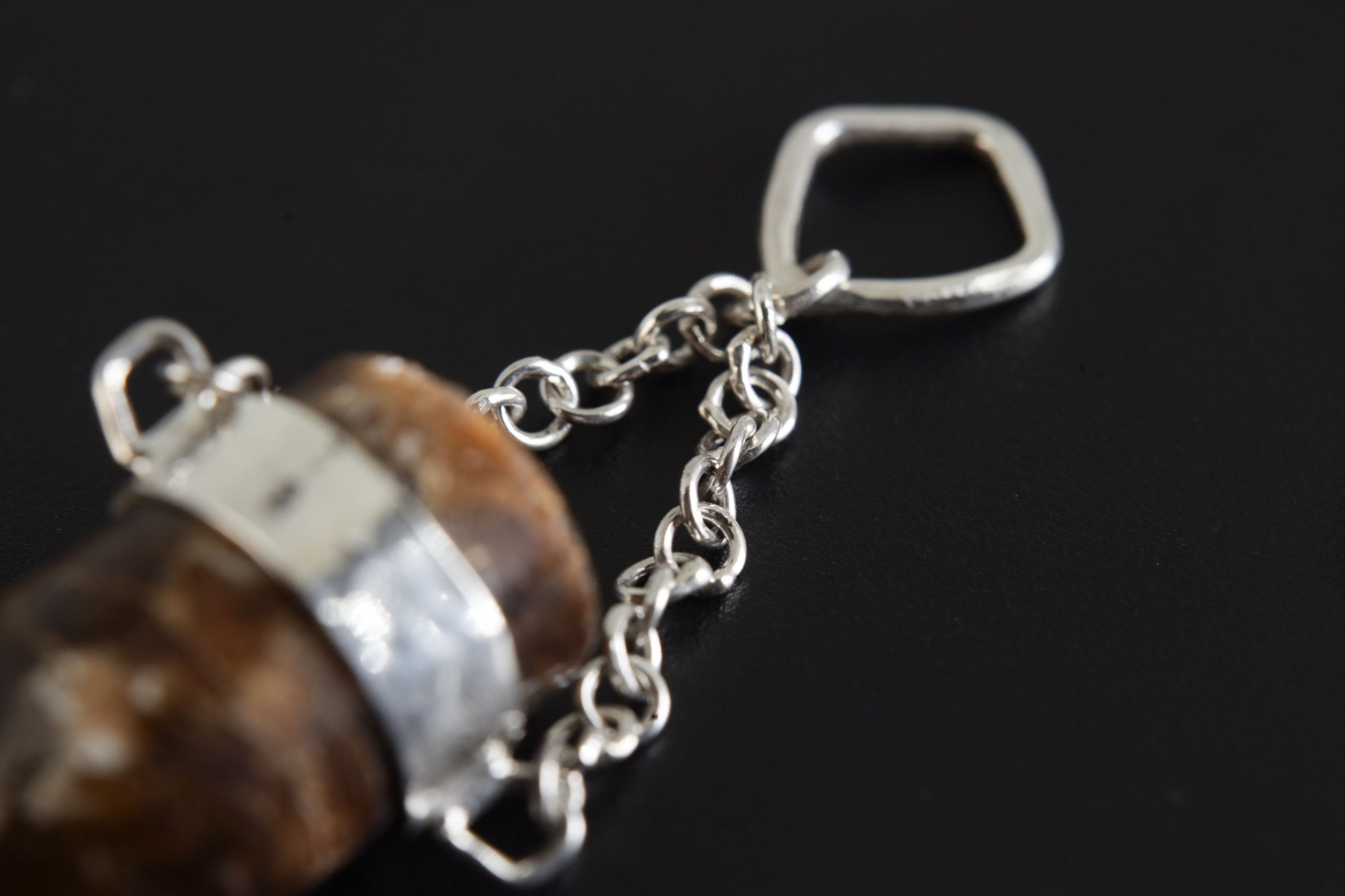 Brown Tourmaline Sterling Silver Crystal Pendant - High Polish Finish - Chain Bail - Wrapped in Textured Silver - Capricorn/Virgo
