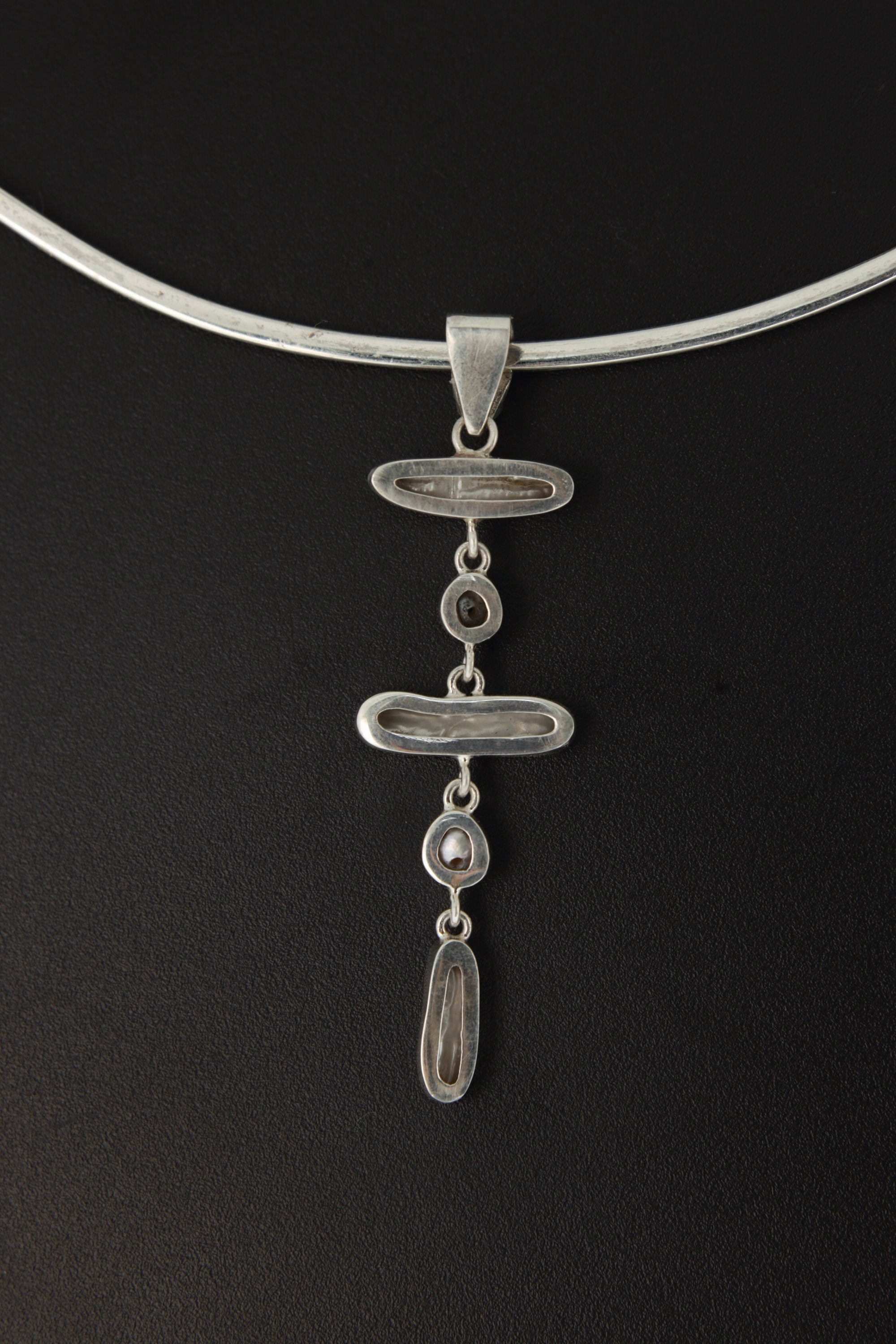Blue Moonstone Pearl Pendant 925 Sterling Silver High Shine Cascade Necklace Baroque Pearl Cancer Zodiac Gift