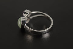 Amethyst Aquamarine Ring 925 Sterling Silver Adjustable Triple Stone Band Throat Third Eye Crown Chakra Gift