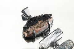 Australian Raw Azurite, Natural Gem Aquamarine & Ocea Kyanite - Sterling Silver Oxidized Finish Pendant