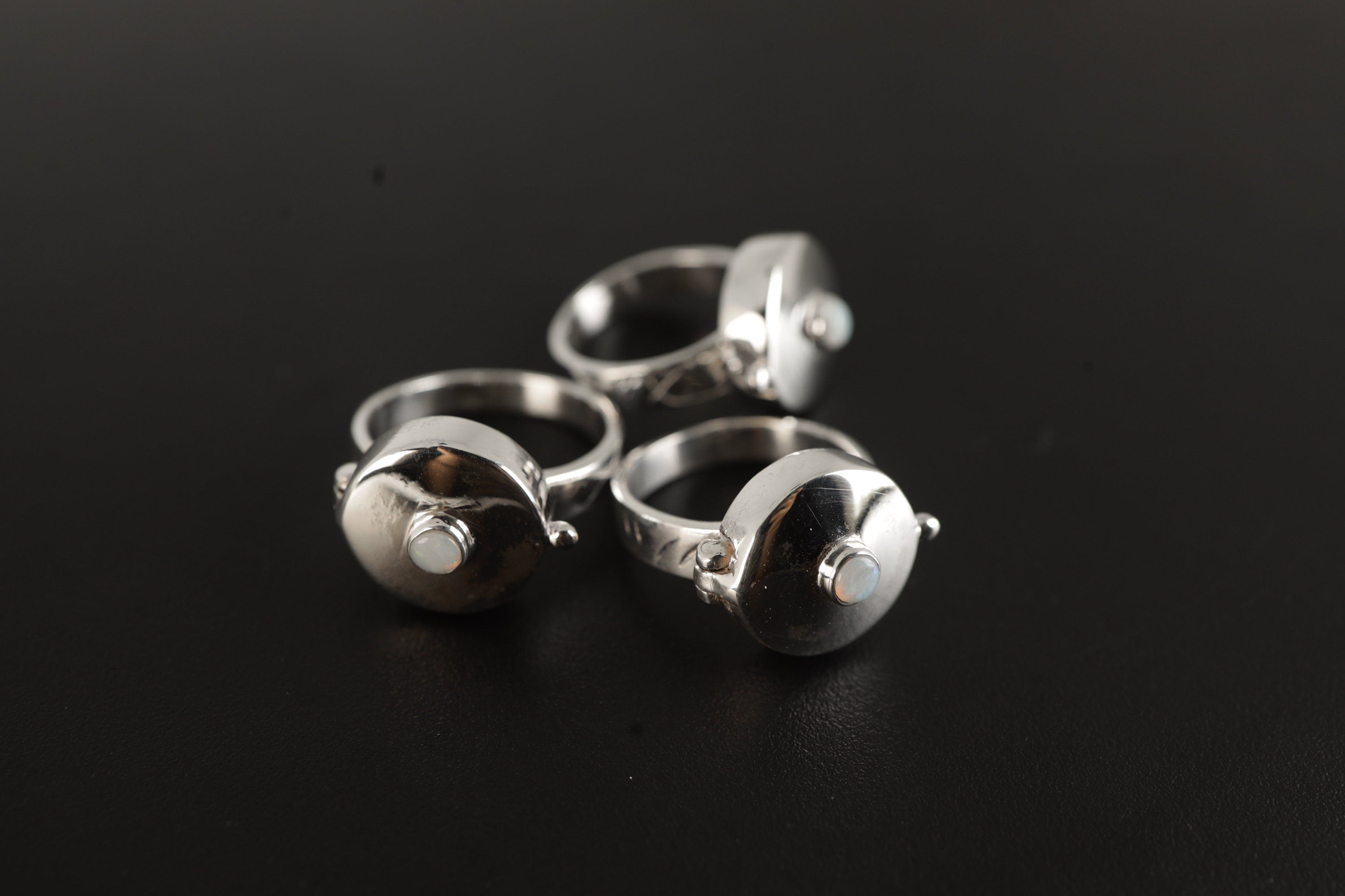 Sterling Silver Capsule Ring: Australian Opal Stash Box