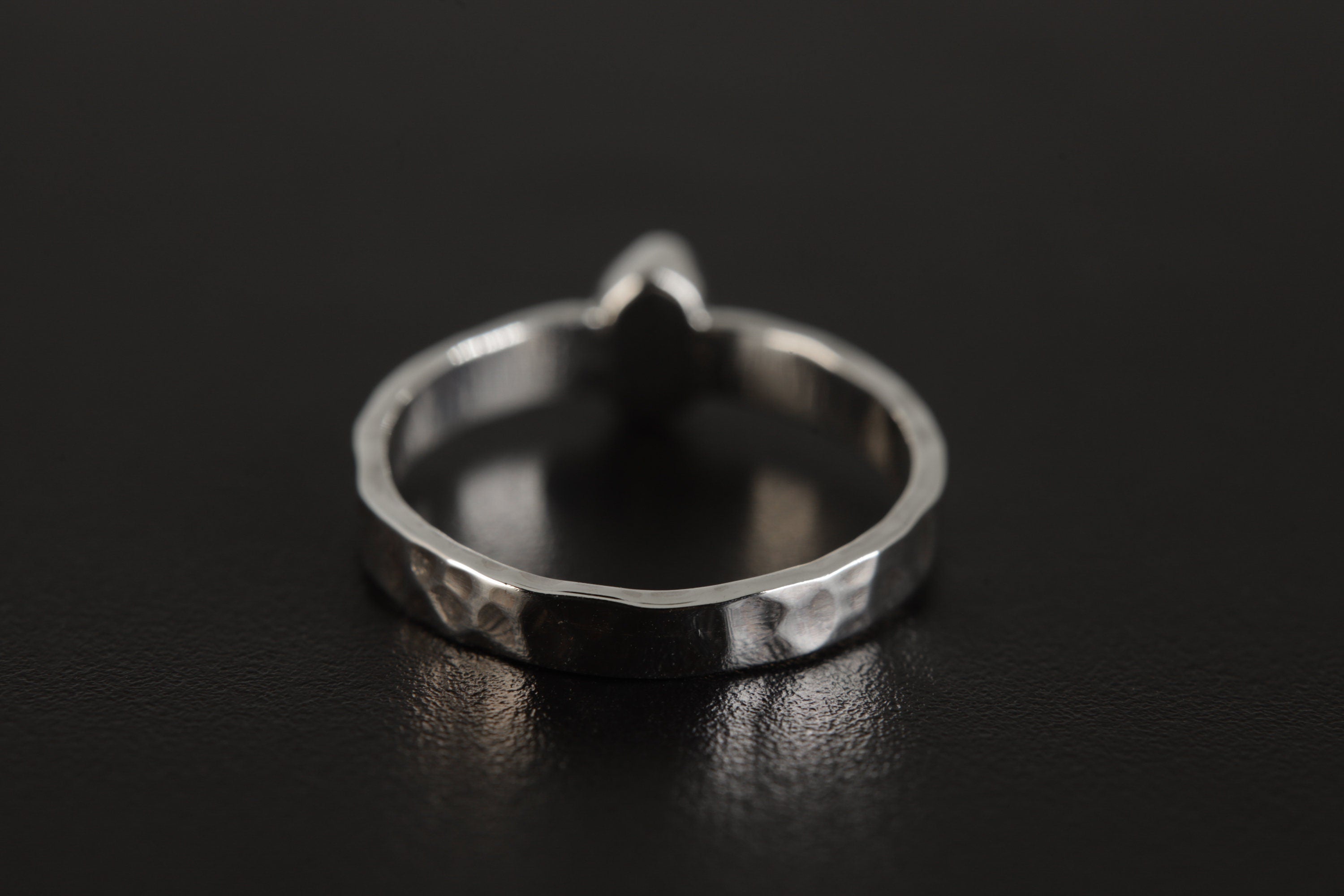 Petite Herkimer Diamond Ring 925 Sterling Silver Hammered Stack Band Raw Quartz Crystal Crown Chakra Jewelry Gift