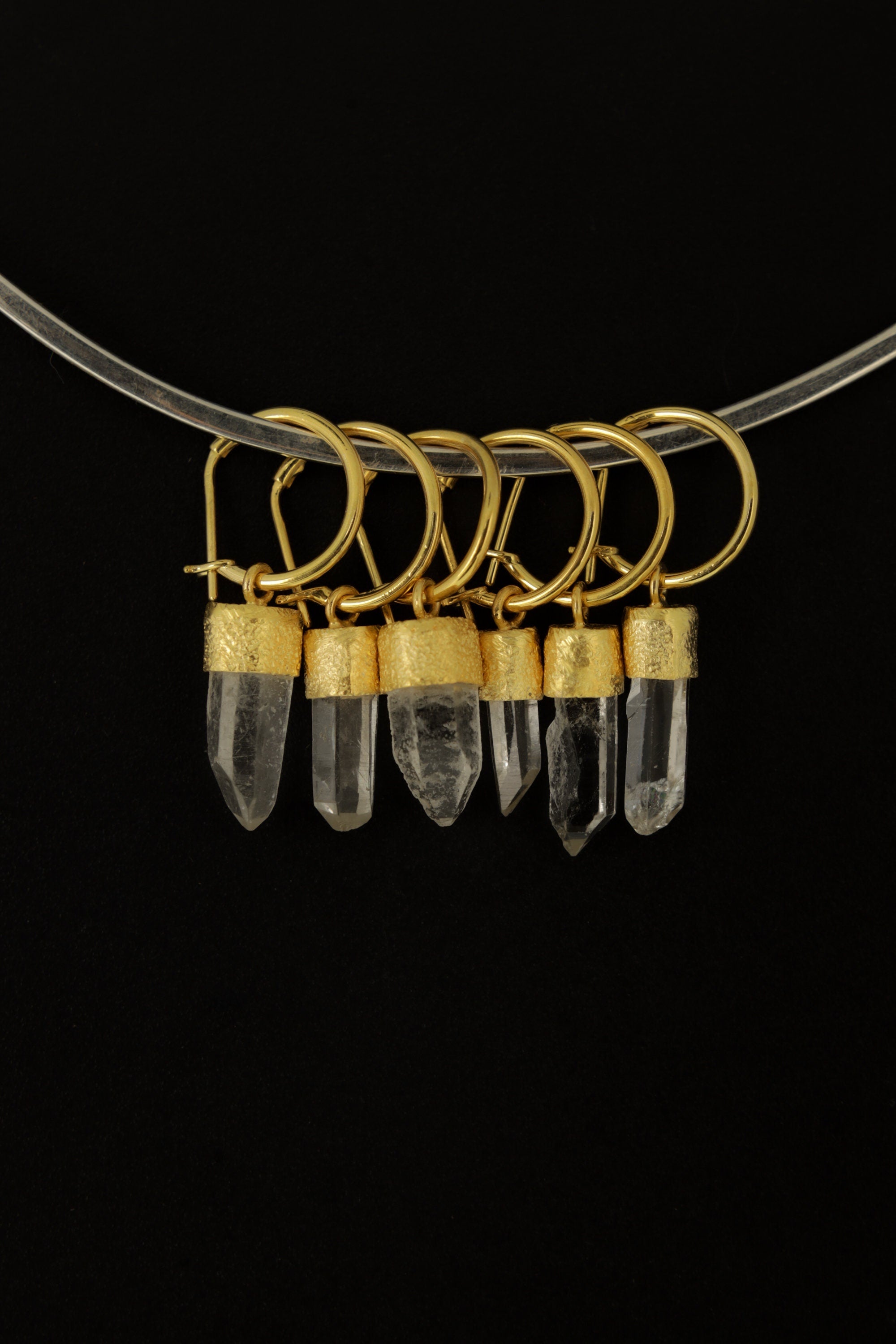 Gold Plated Lemurian Quartz Hoop Earrings: Australian Crystal