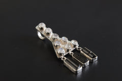 Lunar Eclipse Pendant with Blue Moonstone & Black Tourmaline - Sterling Silver - Polished Charm Talisman Throat/Root Chakras