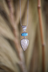 Ethereal Gaze Opal Gemstone - Sterling Silver Pendant -Oxidized Finish & Brush Textured