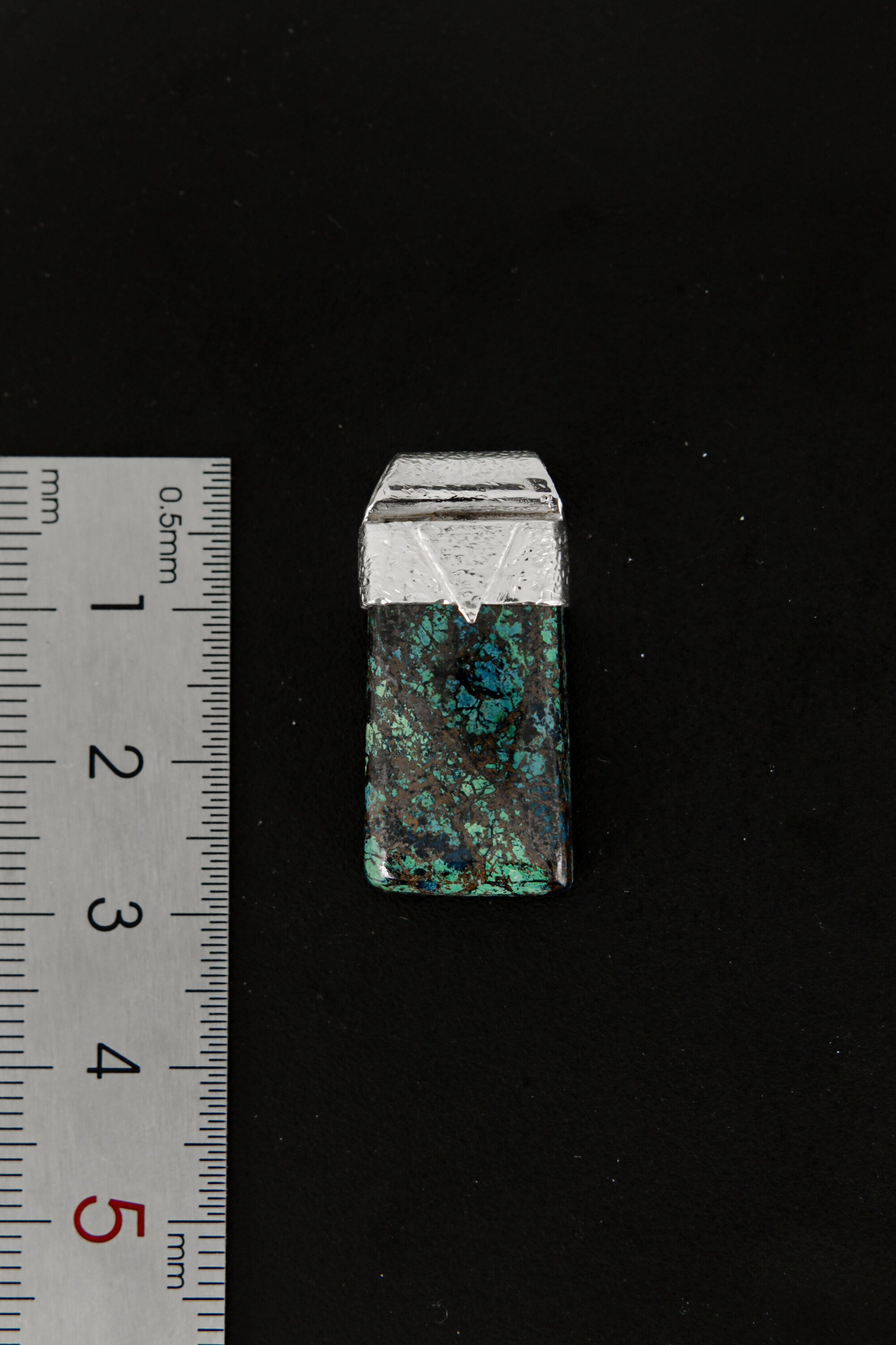 Australian Chrysocolla Cabochon Stack Pendant, Organic Textured 925 Sterling Silver, Throat Chakra, Gemini Zodiac, Communication Strength