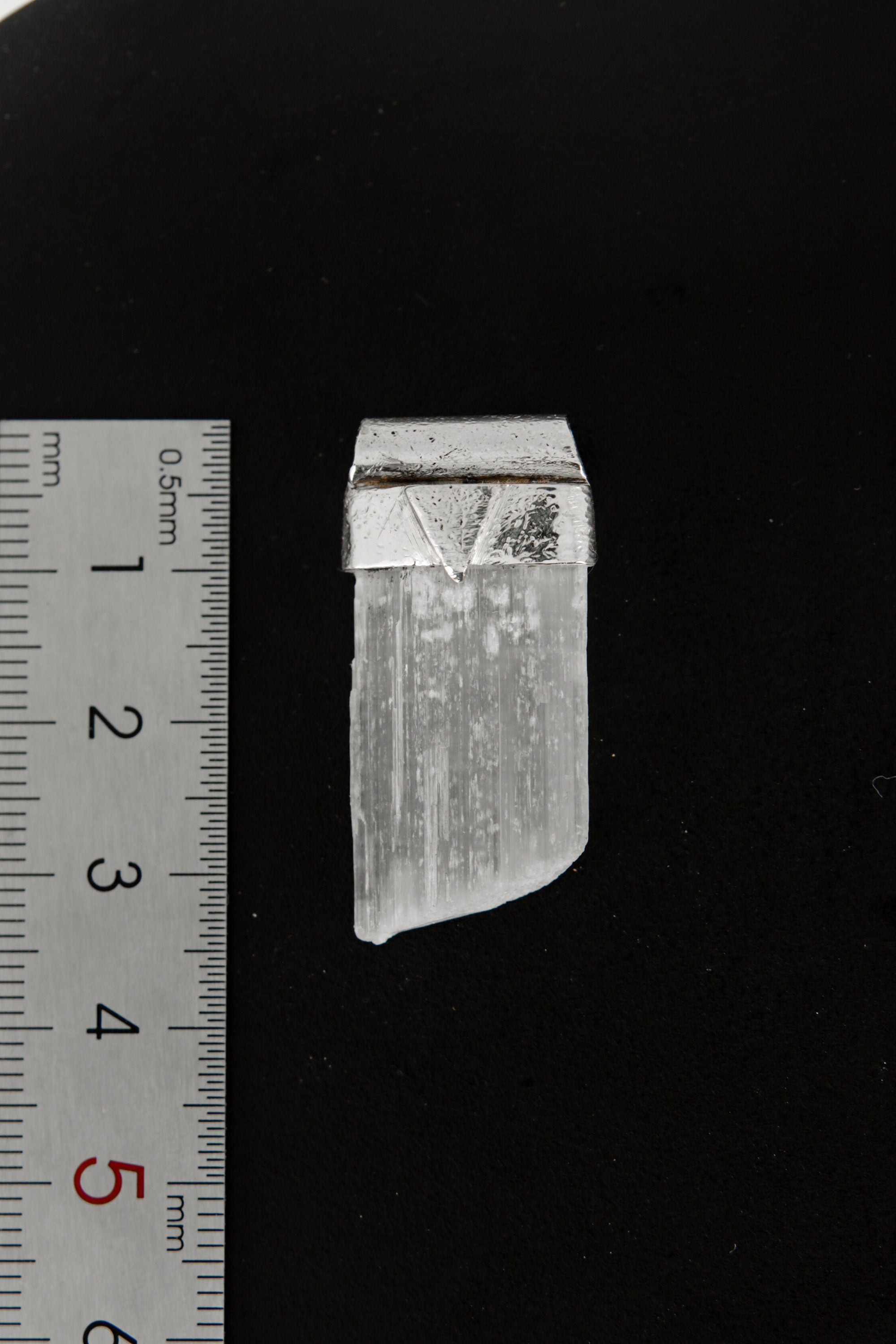 Translucent Selenite Slice Stack Pendant, Organic Textured 925 Sterling Silver, Crown Chakra, Taurus Zodiac, Spiritual Purity and Clarity