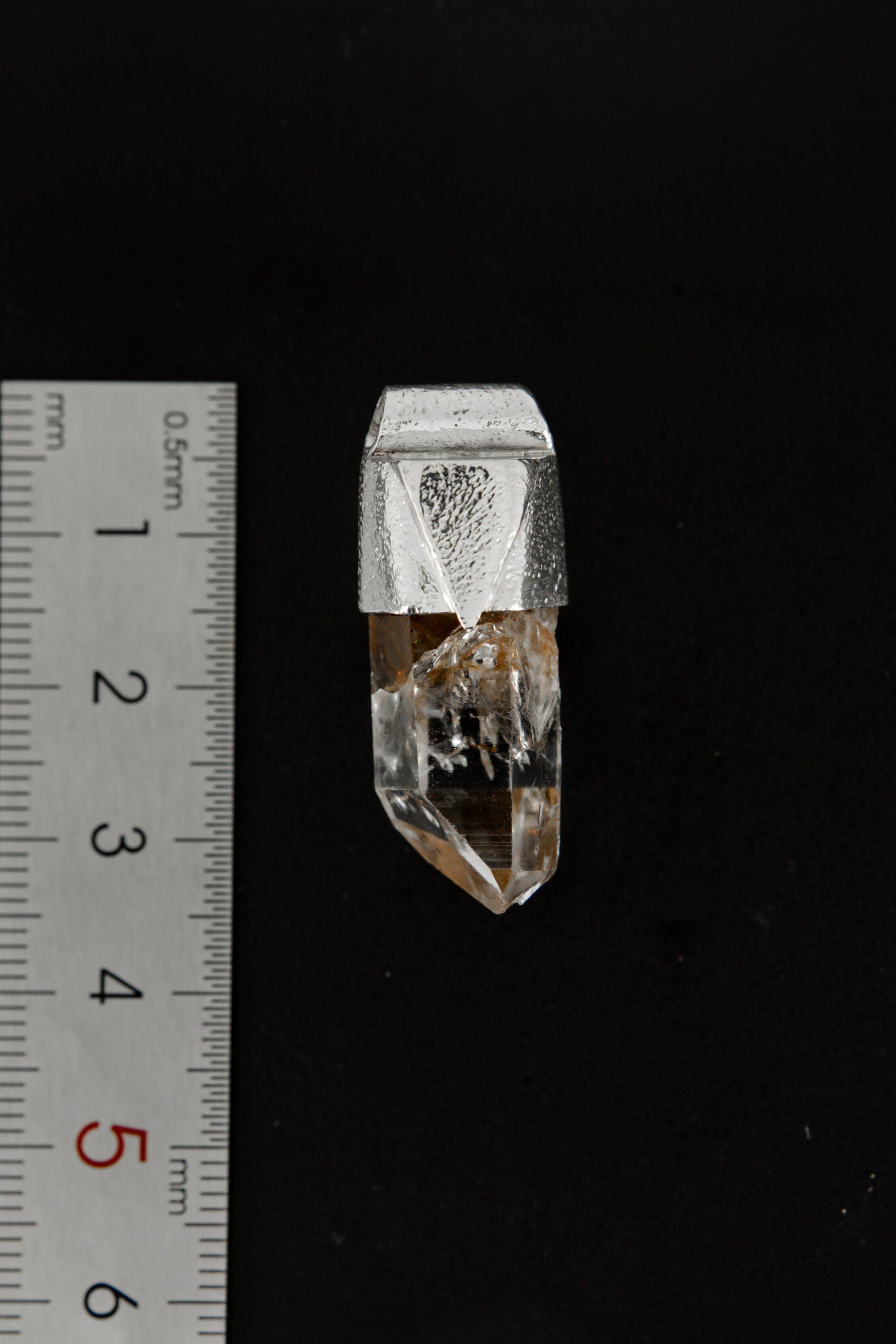 Lemurian Lithium Quartz Point Stack Pendant, Organic Textured Sterling Silver, Heart Chakra, Libra, Emotional Balance Healing, Unique Gift