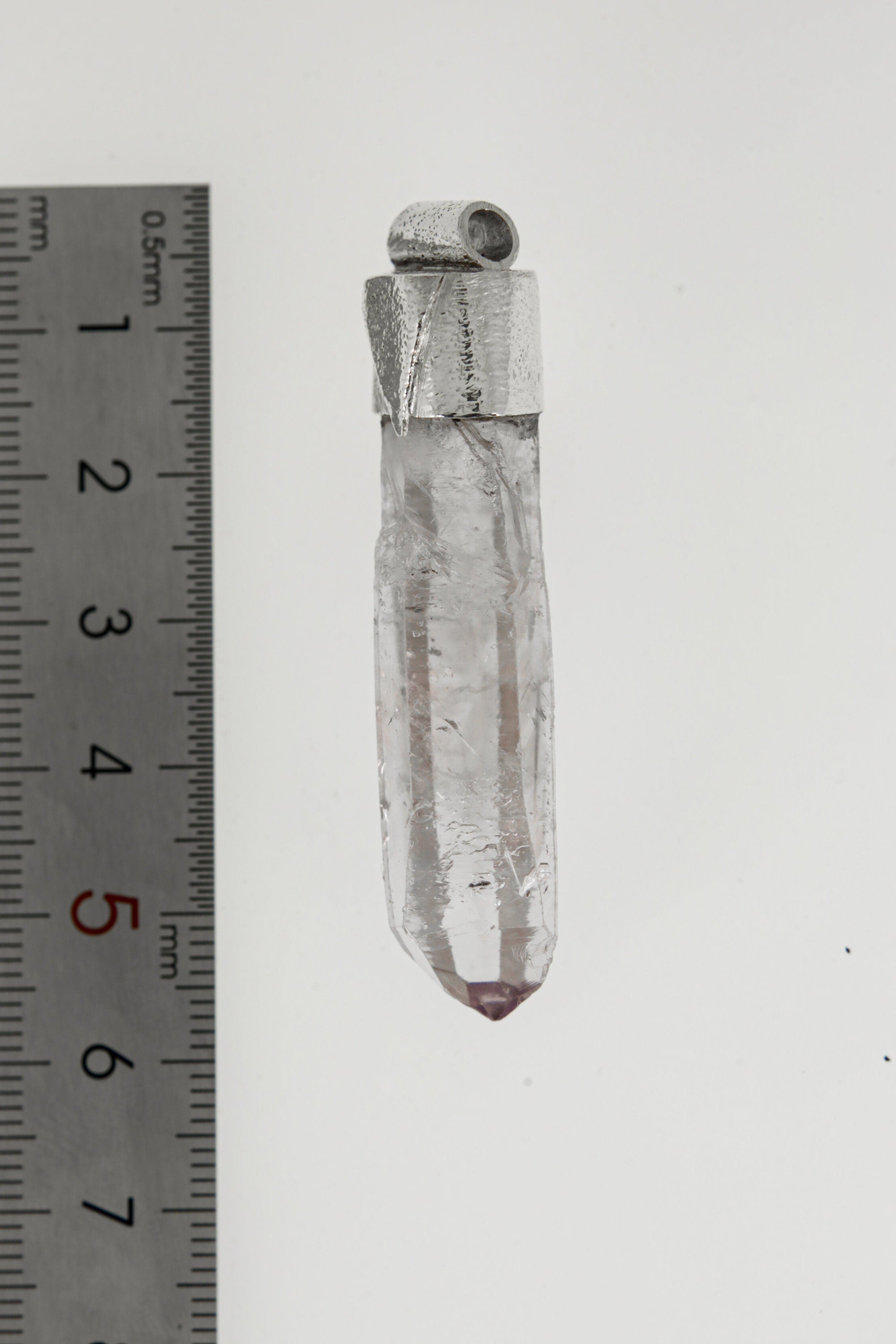 Lemurian Vera Cruz Amethyst Pendant: Sterling Silver, Crown Chakra