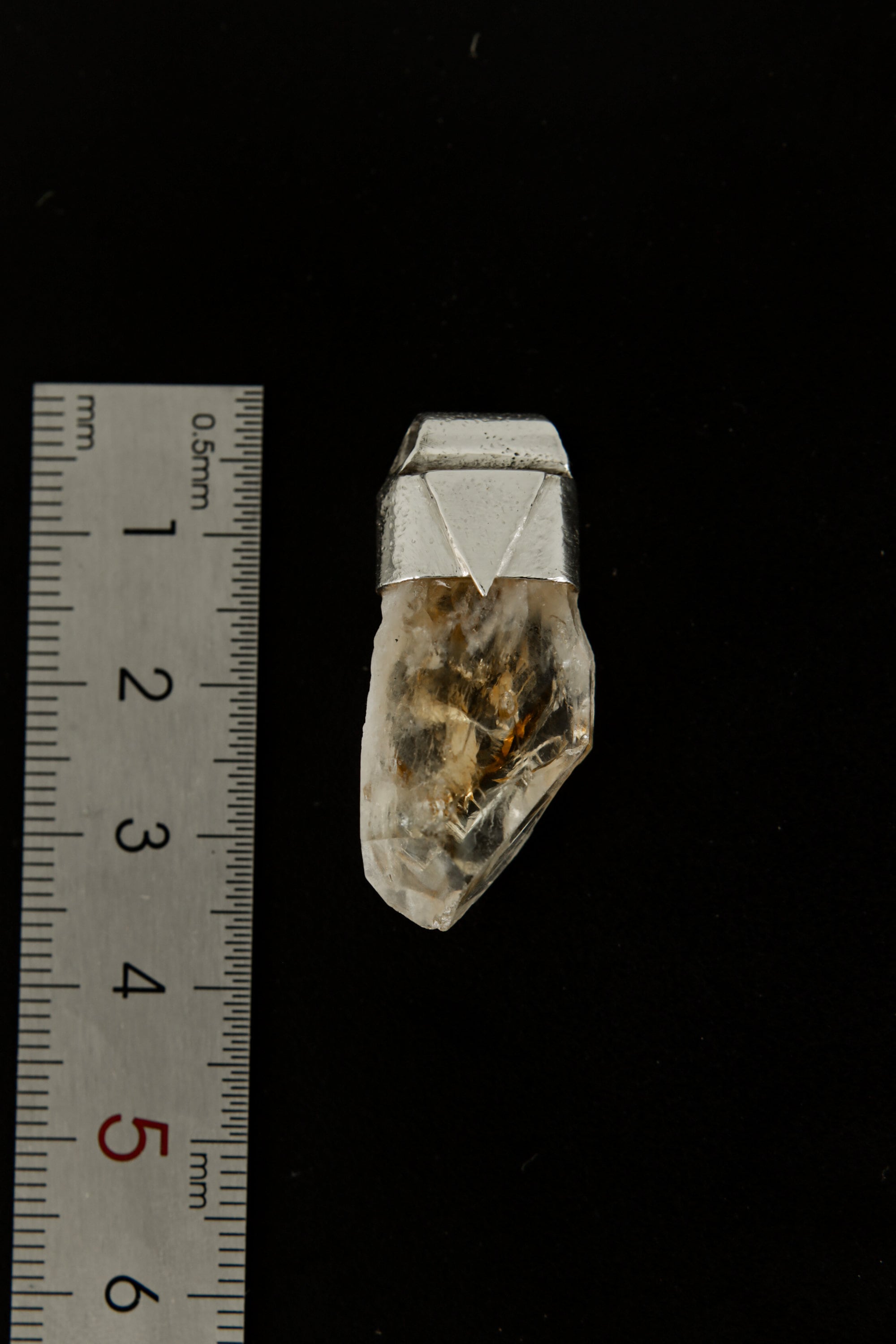 Natural Phantom Citrine Quartz Pendant: Organic Sterling Silver, Leo Zodiac