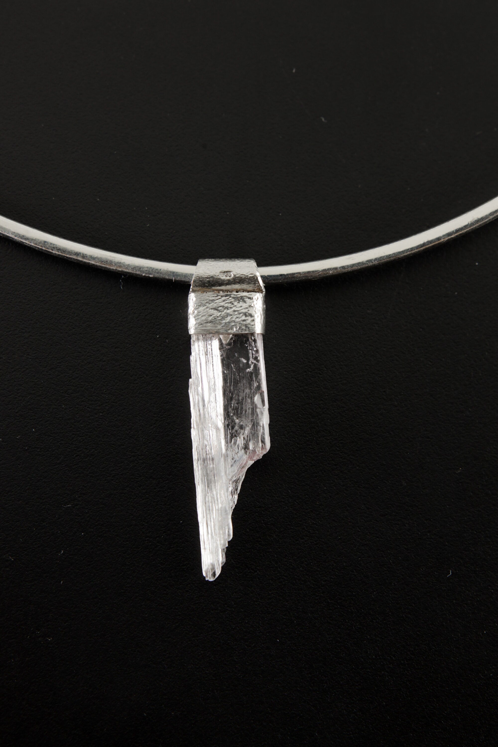 Very Clear Light Pink Kunzite/Spodumene Specimen Stack Pendant, Organic Textured 925 Sterling Silver, Heart Chakra, Libra Zodiac, Love, Gift