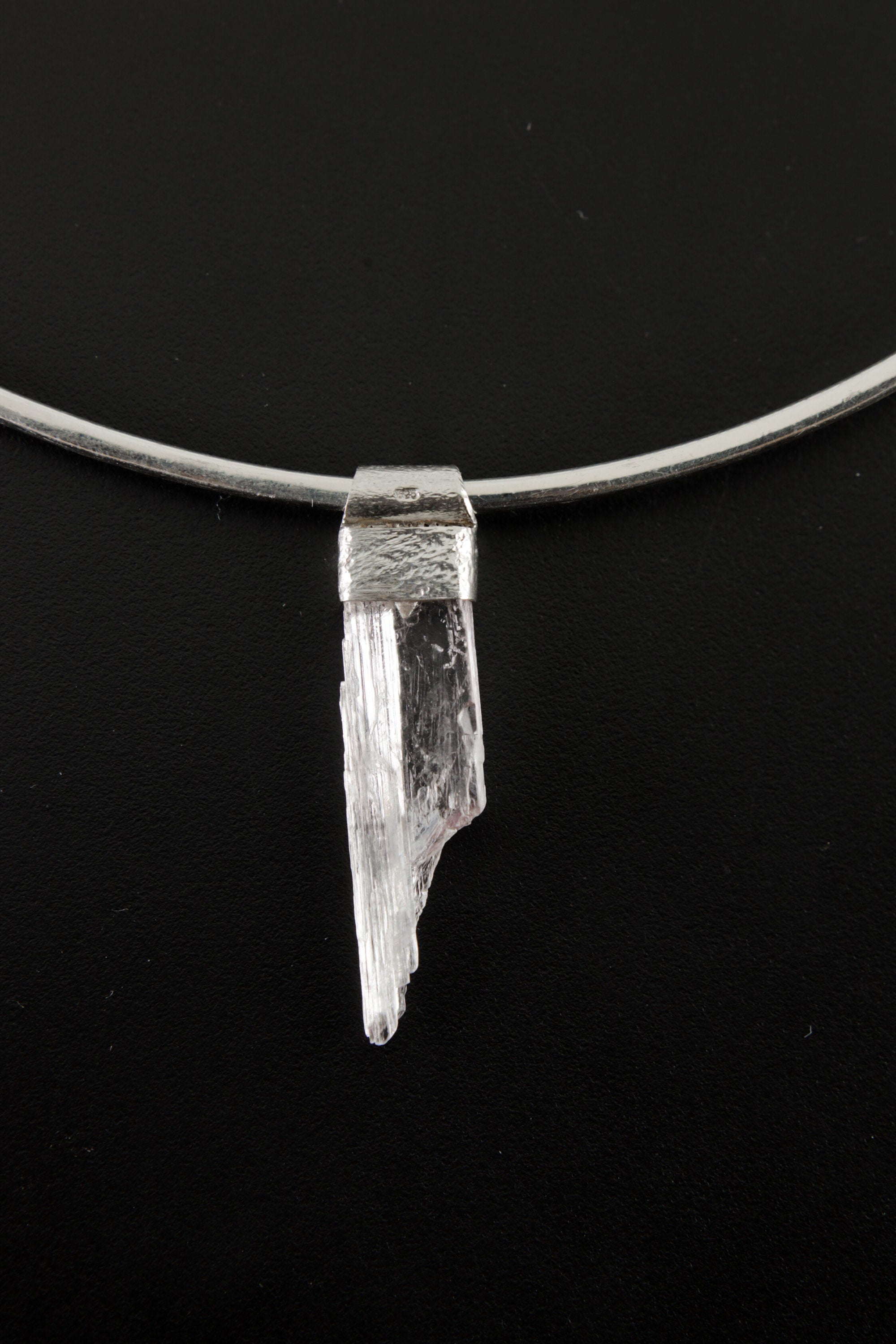 Kunzite Crystal Stack Pendant: 925 Sterling Silver, Heart Chakra