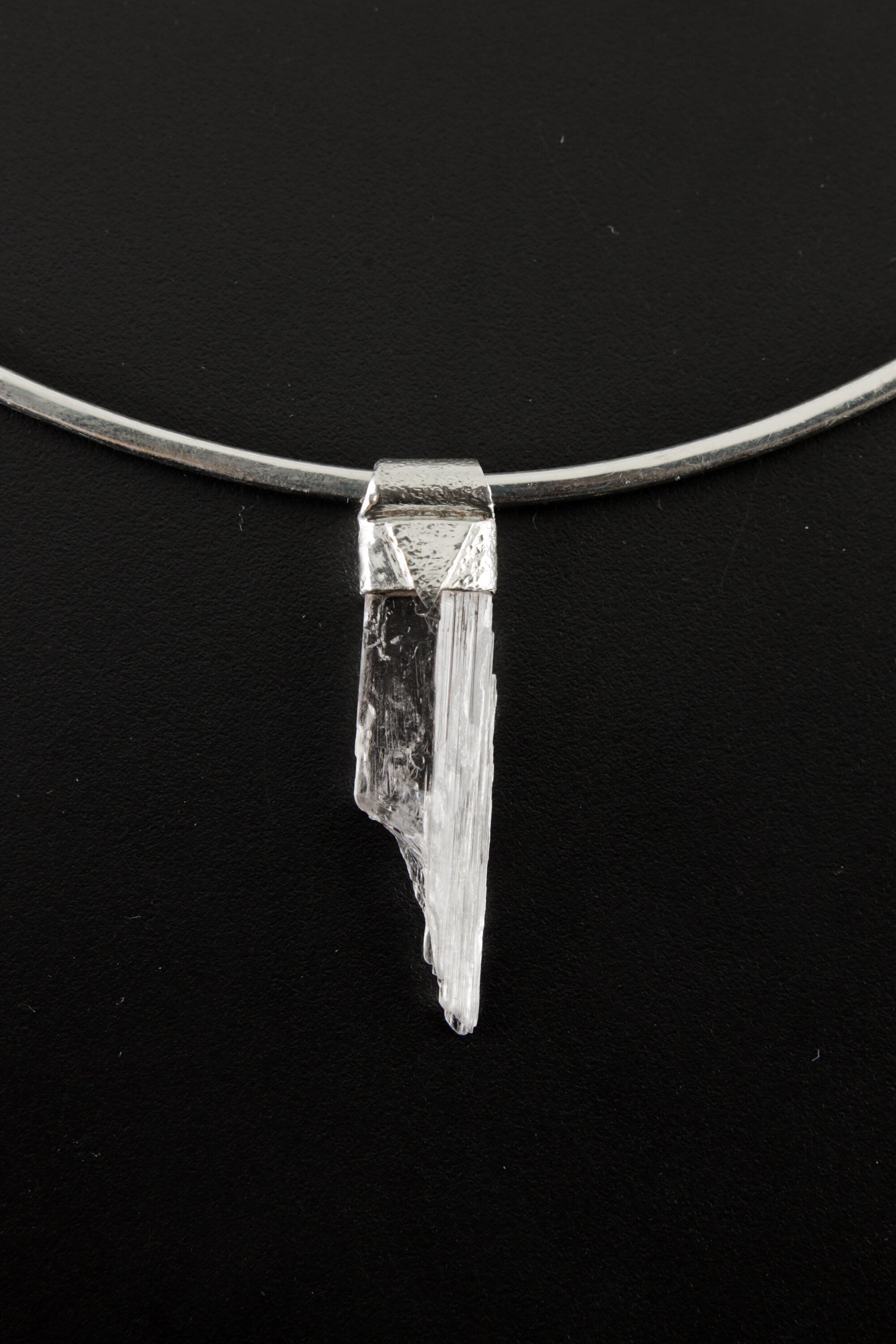 Very Clear Light Pink Kunzite/Spodumene Specimen Stack Pendant, Organic Textured 925 Sterling Silver, Heart Chakra, Libra Zodiac, Love, Gift