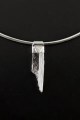 Very Clear Light Pink Kunzite/Spodumene Specimen Stack Pendant, Organic Textured 925 Sterling Silver, Heart Chakra, Libra Zodiac, Love, Gift