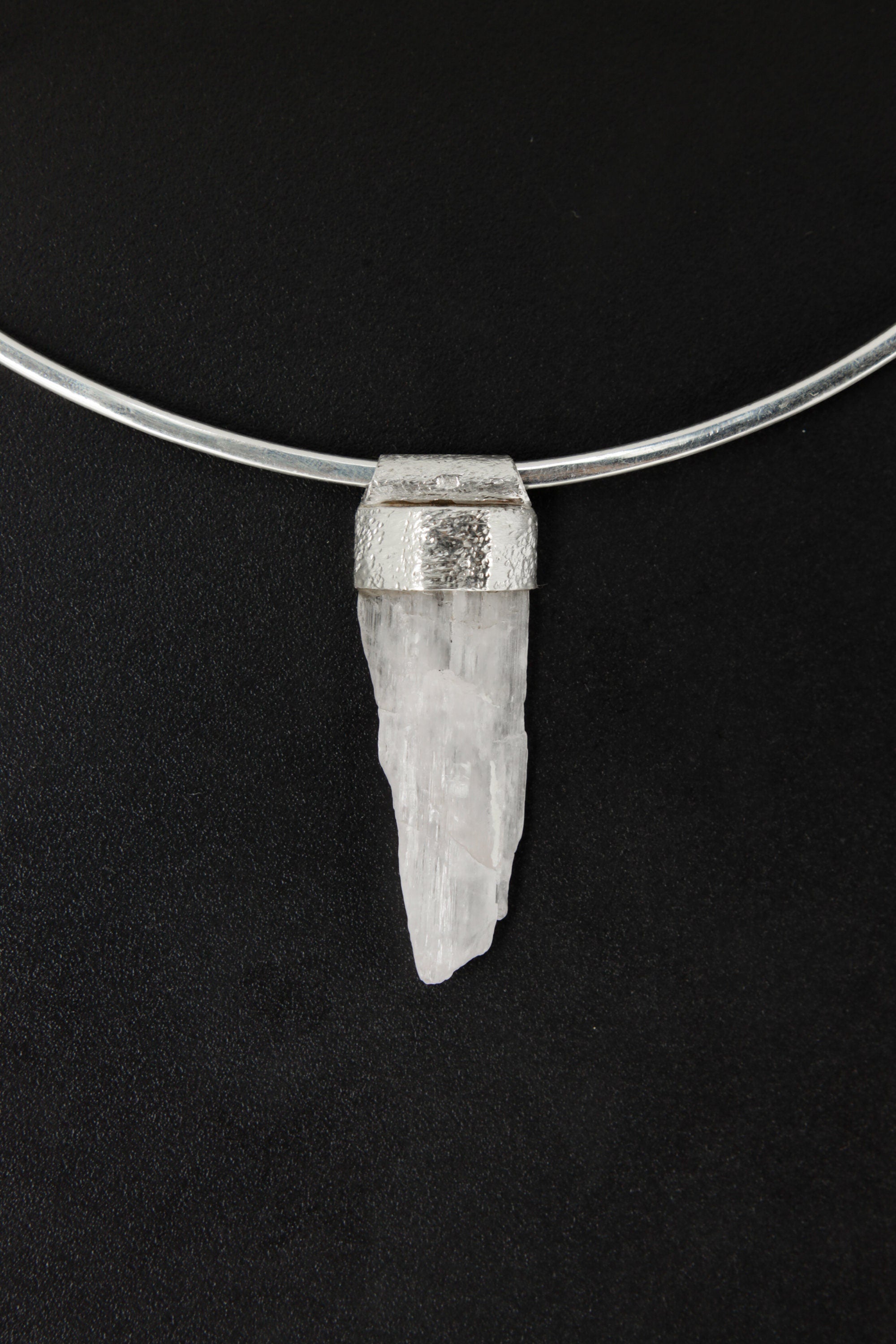 Spodumene Crystal Stack Pendant: Organic Sterling Silver, Spiritual Clarity