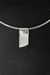 Translucent Selenite Slice Stack Pendant, Organic Textured 925 Sterling Silver, Crown Chakra, Taurus Zodiac, Spiritual Purity and Clarity