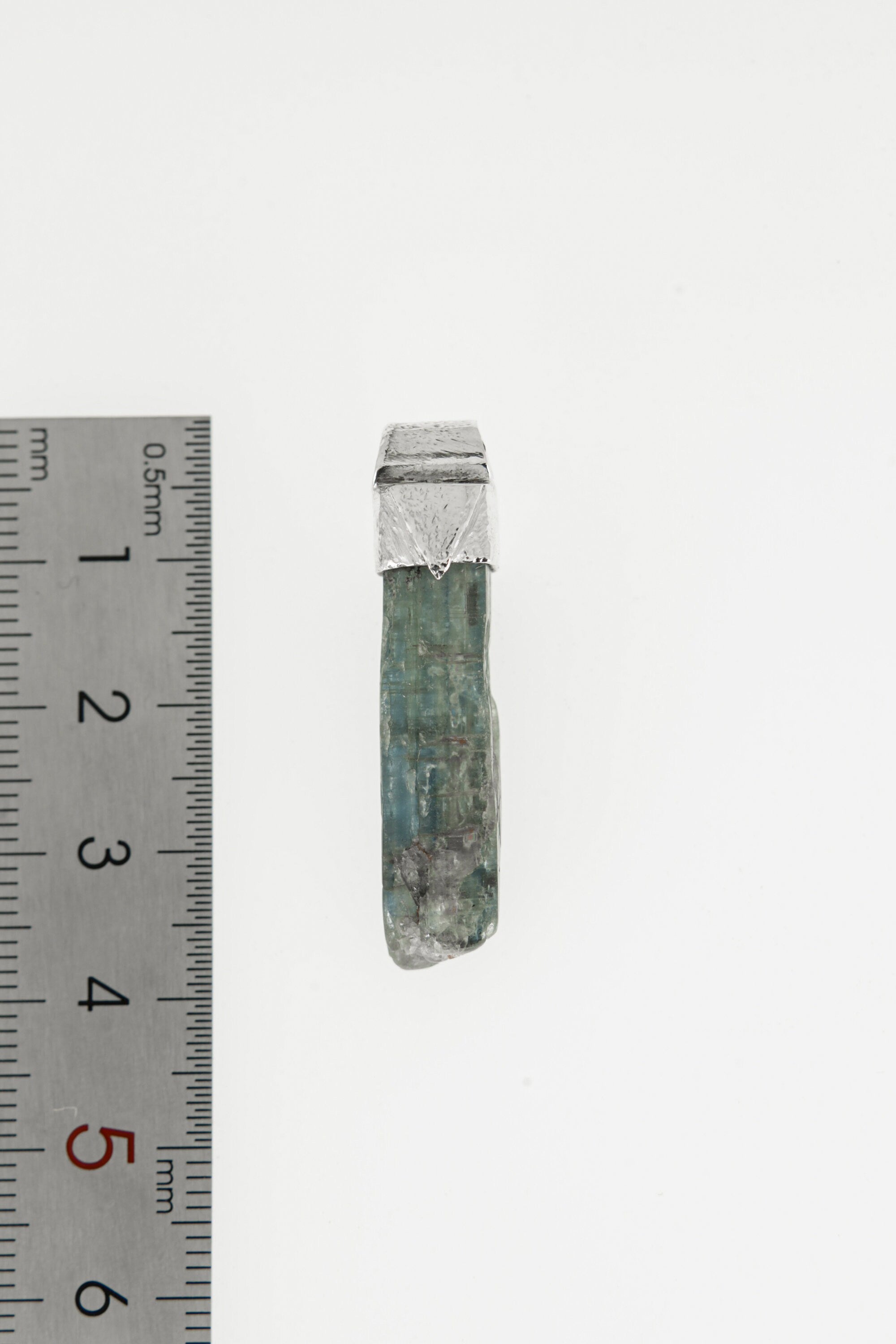 Kyanite Pendant Necklace: Organic Sterling Silver, Crystal Accent