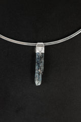 Australian Ocean Kyanite - Stack Pendant - Organic Textured - 925 Sterling Silver - Crystal Necklace