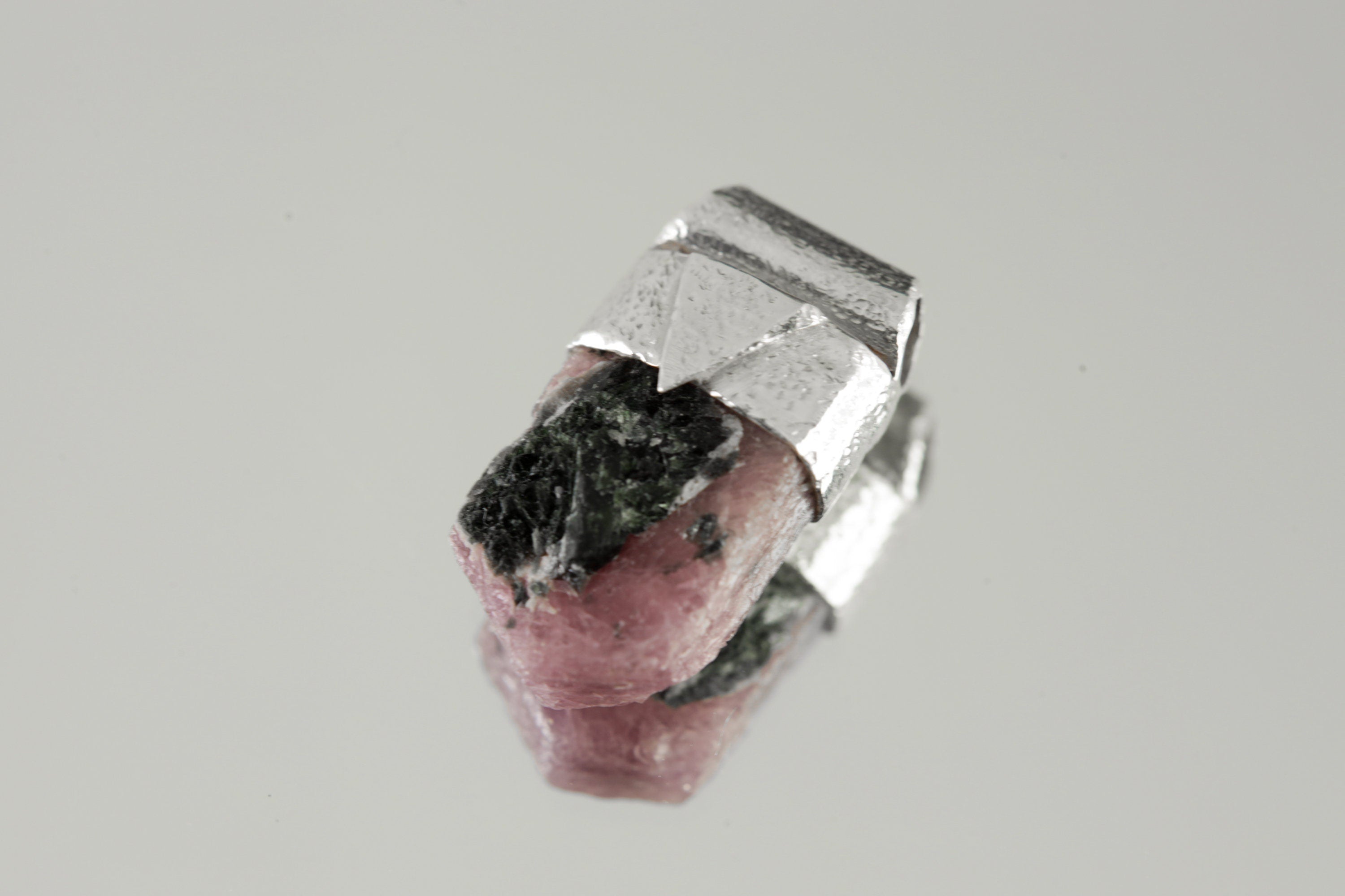 Hexagonal Raw Gem Ruby with Black Mica Stack Pendant, Organic Textured Sterling Silver, Root Chakra, Scorpio Zodiac, Protection and Passion