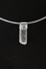 Selenite Crystal Stack Pendant: Sterling Silver Textured Bezel