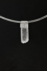Selenite Crystal Stack Pendant: Sterling Silver Textured Bezel