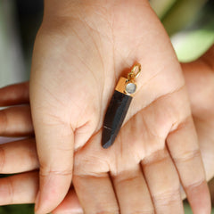 Gold-Plated Sterling Silver Phantom Quartz Pendant: Blue Moonstone Gemstone Jewelry