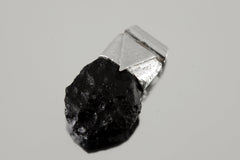Meteor Crystal Necklace Featuring Rare Australian Olive-Coloured Mount Darwin Tektite, Organic Textured 925 Sterling Silver Stack Pendant