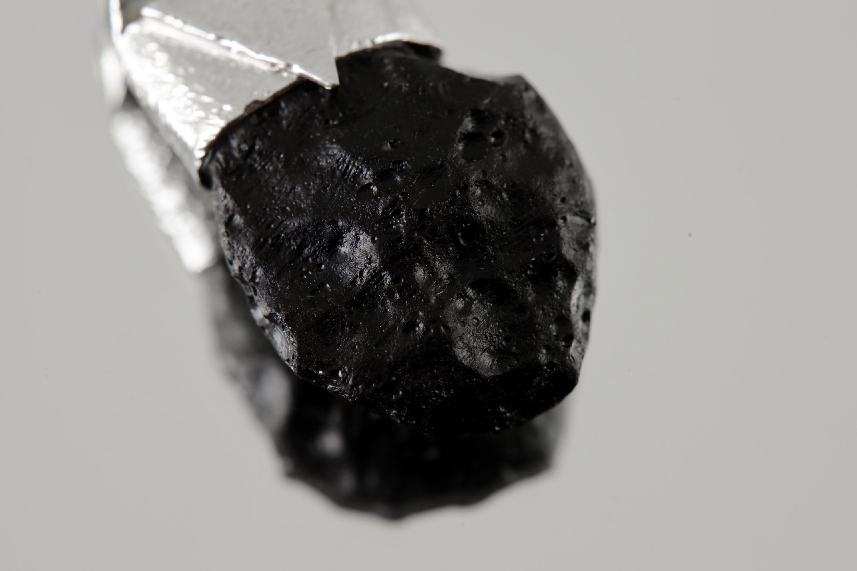 Meteor Crystal Necklace Featuring Rare Australian Olive-Coloured Mount Darwin Tektite, Organic Textured 925 Sterling Silver Stack Pendant
