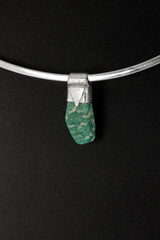 Amazonite Stack Pendant 925 Sterling Silver Rough Cut Crystal Necklace Heart Throat Chakra Layering Gift