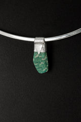 Rough Cut Amazonite - Stack Pendant - Organic Textured 925 Sterling Silver - Crystal Necklace - No/2